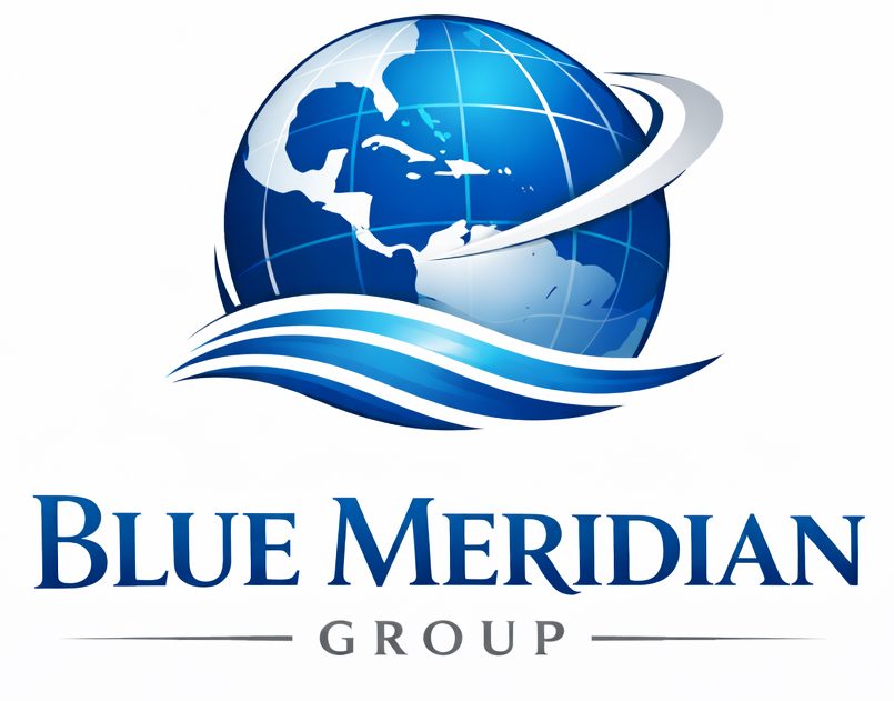 Blue globe with tricolor waves