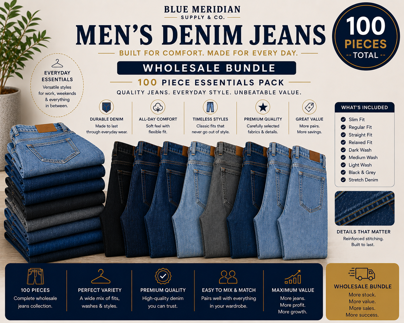 Wholesale Bundle - Men's Denim Jeans